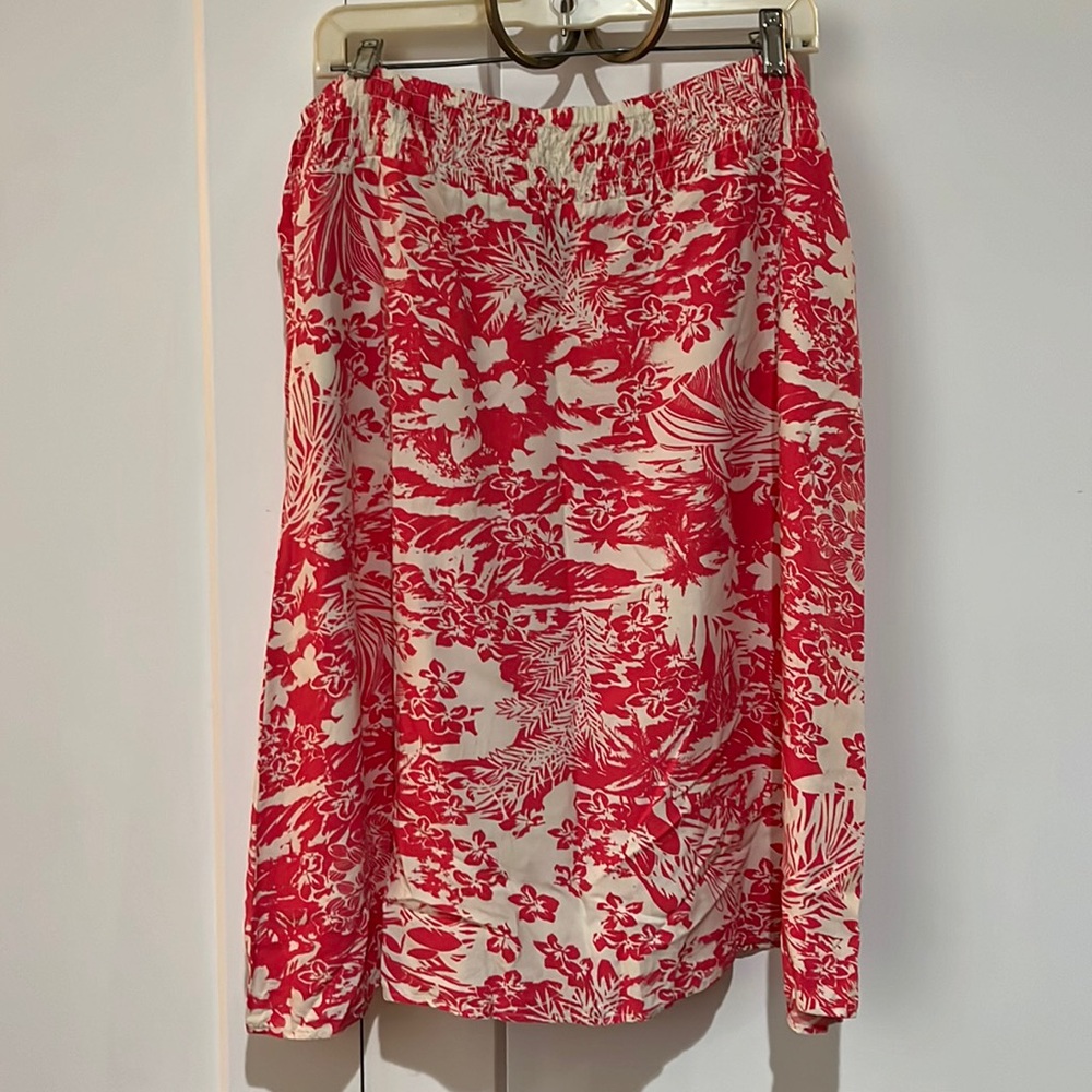 J. Jill Large Knee Length Pink Tropical Flowing Skirt